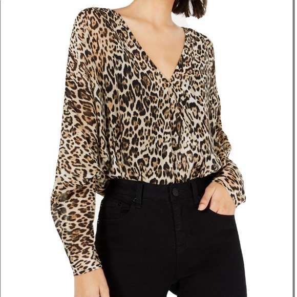 Leyden Leopard Print Dolman Sleeve Bodysuit - Picture 1 of 8